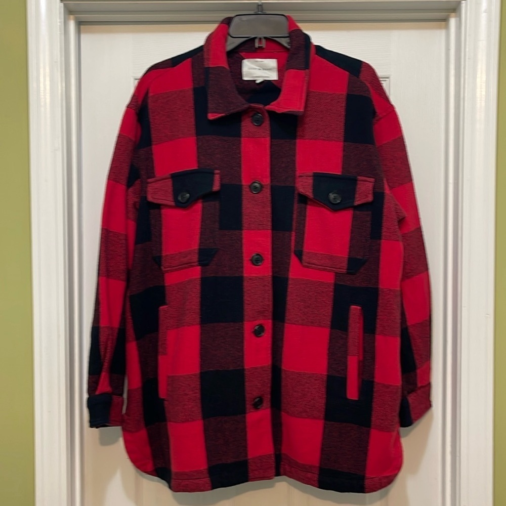 Lucky Brand - red & black buffalo check shacket - size L